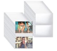 Aoreun 30 Pcs 120 Tasche Fotografiche Raccoglitore A4, Buste Trasparenti per Foto, 2 Scomparti, Buste Raccoglitori Anelli, Porta Cartoline Album, 11 Fori Buste Perforate A5 Foto Sleeve