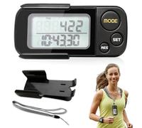 Aoreun 3D Pedometro, Contapassi Portatile con Clip e Cinturino Memoria di 30 Giorni Conta Passi con Ampio display, Traccia passi, Miglia/km, Contacalorie per Uomo Donna Animale Domestico, Nero