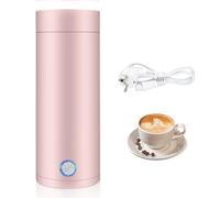 Aoreun Bollitore Elettrico Portatile, 400ml Bollitore da viaggio, 3 in 1 Mini Thermos con Funzione Chiusura Automatica,5 Minuti di Ebollizione Rapida, Bollitore da Viaggio per Tè Latte Caffè (Rosa)
