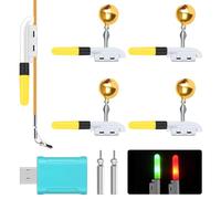 Aoreun Campane di Allarme per Pesca, 4 Pezzi Punta per Canna da Pesca con Fibbia Bastoncini Luminosi Campane di Allarme da Pesca con Fibbia Accessori da Pesca Allarme morso per Canna da Pesca