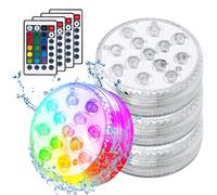 Aoreun LED Luci Sommergibile per Piscina - 4 Pezzi IP68 Impermeabile Subacquee con Telecomando 16 Colori per Giardino, Laghetto, Fish Tank