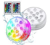 Aoreun Luci per Piscina, 2 Pezzi Luce LED Sommergibile 13 LED Luci Piscina IP68 Impermeabile LED Luci Subacquee con Telecomando 16 Colori Luci a Sommergibili per Giardino Piscina Laghetto Fish Tank