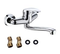 Aoreun Rubinetto per Cucina a Muro, Rubinetto da cucina Girevole a 360°, Miscelatore da Parete per Montaggio, Rubinetto Lavello Cucina Miscelatore per Rubinetti da Cucina, Braccio Girevole 20cm