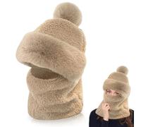 Aoreun Sciarpa Antivento da Donna, Cappello da Sciarpa da Ciclismo Antivento da Donna 2 in 1 Passamontagna Inverno Cappello da cap Foderato in Pile cap con Imbottito per Outdoor Sports (Khaki)