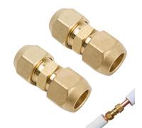 Aoreun Set di nippoli 3/8 pollici, doppio nippolo per tubi in rame, 2 prolunghe filettate per montaggio condizionatori d'aria