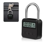 Aoreun Smart Time Lock, Blocco timer in metallo con display LCD, lucchetto timer ricaricabile USB, Blocco tempo massimo 99 ore Viaggio Timer Elettronico Lucchetto di Sicurezza (Nero)