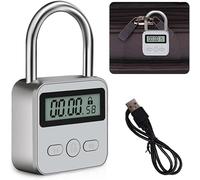 Aoreun Smart Time Lock, Blocco timer in metallo con display LCD, lucchetto timer ricaricabile USB, Blocco tempo massimo 99 ore Viaggio Timer Elettronico Lucchetto di Sicurezza (argento)