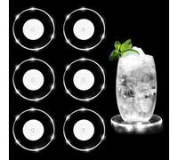 Aoreun Sottobicchieri luminosi a LED, 6 pezzi, in acrilico, per bar, succhi di frutta, birra, matrimoni, Natale, feste, regalo (rotondi)
