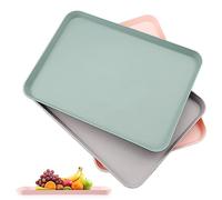 Aoreun Vassoi Servizio Rettangolari, 3 Pezzi Piatto da Portata Grande in Plastica 21CM x 29CM, 3 Colori Antiscivolo Vassoi Fast Food Vassoio Caffe per Cucina Sala da Pranzo Hotel