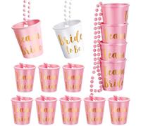 Aoreun14 Pezzi Addio al Nubilato Bicchieri da Shot, Bachelorette Party Cups da Shot, Rosa e Bianca con perline plastica Addio al per decorazioni per feste di nozze e doccia nuziale