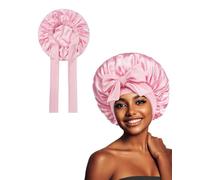 AORHOFJ 1 pezzo Cappello per capelli in raso da donna, cappello reversibile in raso di seta per dormire, cappello per la cura dei capelli, cappello di raso notturno (rosa)