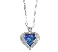 AORHOFJ 1 pezzo Collana Cuore dell'Oceano, Collana di cristallo blu con catena a collare d'amore, regalo per moglie e fidanzata, regalo di anniversario, San Valentino (blu)