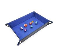 AORHOFJ 1 pezzo Vassoio pieghevole per dadi rettangolare in pelle PU, velluto per dadi per Dungeons & Dragons, RPG, D&D e altri giochi da tavolo (blu)