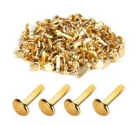 AORHOFJ 100 Pcs Mini Brad testa rotonda clip,modello clip tasca,metallo testa rotonda clip,album di ritagli,doppia testa modello clip per la scuola,carta porta lettere,artigianato fai da te (oro)