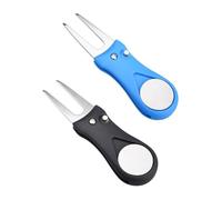 AORHOFJ 2 pezzi Forca da fieno per riparazioni di golf,multiutensile da golf in acciaio inossidabile con pulsante di espulsione e indicatore di palla, accessorio portatile per riparazioni di golf