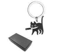 AORHOFJ portachiavi gatto nero,Knife Cat, portachiavi gatto, gattino con coltello, dolce gioiello portafortuna per gli amanti dei gatti, donne e uomini,Viene fornito con 1 confezione regalo