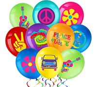 Aoriher 45 Palloncini Retro Colorati Palloncini Hippie Boho con Segno della Pace, Arcobaleno, Margherita Decorazioni per Festa Hippie