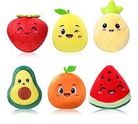 Aoriher 6 Giocattoli di Peluche di Frutta Carini Portachiavi con Mini Avocado Fragole Arancia per Zaino Borsetta Regali per San Valentine Regali di Scambio Premi in Classe per Bambini e Studenti