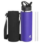 AORIN Borraccia in Acciaio Inox - 500ml/750ml/1L - Borraccia Isolata con Bocca Larga con Cannuccia - Borraccia Termica a Prova di perdite - Borracce Senza BPA per Lavoro, Palestra, Viaggi, Sport