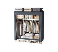 AOSENKO Armadio portatile con copertura per tende, organizer di grande capacità, con doppie aste da appendere, grigio