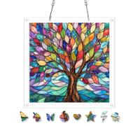 AOSERI Acchiappasole in acrilico da appendere alla finestra, albero della vita, puzzle da 103 pezzi, artigianato per adulti, decorazione per casa, giardino, regali per donne, uomini, mogli, mamme