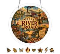 AOSERI Acchiappasole puzzle in acrilico, grande fiume Jigsaw Puzzle Sun | Kit acchiappasole Great River Road da 18,8 cm, 81 pezzi, puzzle in acrilico per adulti, decorazione rustica per la casa
