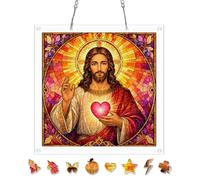 AOSERI Puzzle in acrilico per appendere la finestra, puzzle di Gesù Sun Catchers puzzle 103 pezzi artigianato per adulti casa giardino decorazione regali per donne, uomini, moglie, mamma, 22,6 cm