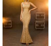 AOSHABABI L'eterno classico, rievoca elegantemente l'era erbosa con un abito da sera elegante in velluto grigio con colletto quadrato e paillettes a sirena. L,M,S,XL,XSColore unicoPaillettes