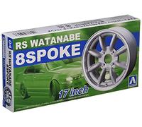 Aoshima 052433 - Set da 17 pollici RS Watanabe 8 Spoke Cerchioni e pneumatici 1:24
