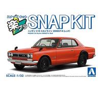 AOSHIMA 1/32 Snap Kit n.16-RD Nissan C10 Skyline 2000GT-R (Rosso) Kit Plastica