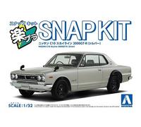 AOSHIMA 1/32 Snap Kit n.16-SV Nissan C10 Skyline 2000GT-R (Silver) Plastic Kit