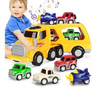 Aoskie Camion Macchinine 2 3 4 Anni 5 in 1 con Suoni e Luci 4 Mini Cars