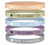 Aospkle 5 braccialetti di allerta medica per donne e uomini, braccialetti in silicone per diabetici, per l'epilessia più sottile del sangue diabetico, 8in, Silicone, Non pietra preziosa