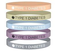 Aospkle 5 braccialetti di allerta medica per donne e uomini, braccialetti in silicone per diabetici, per l'epilessia più sottile del sangue diabetico, 8in, Silicone, Non pietra preziosa