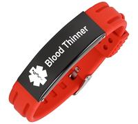 Aospkle Braccialetto medico per donne e uomini, braccialetto medico in silicone regolabile per epilessia diabetica diluente del sangue, blood thinner, Silicone, Nessuna pietra preziosa