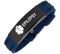 Aospkle Braccialetto medico per donne e uomini, braccialetto medico in silicone regolabile per epilessia diabetica diluente del sangue, epilepsy, Silicone, Nessuna pietra preziosa