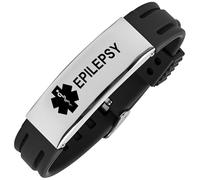 Aospkle Braccialetto medico per donne e uomini, braccialetto medico in silicone regolabile per epilessia diabetica diluente del sangue, epilepsy, Silicone, Nessuna pietra preziosa