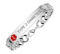 Aospkle Braccialetto medico per donne e uomini, in acciaio inox, per diabetici, 1/2 D.N.R, per epilessia più sottile del sangue, 20.5cm, Acciaio inossidabile, Non pietra preziosa