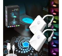 Aosrioylt Luce Notturna Con Sensore Di Movimento for Wc, Luci Sedile Del Wc Corpo, Interne Attivate Da Movimenti Regolabili, Lampada Sensori Facile Installazione(2pcs)