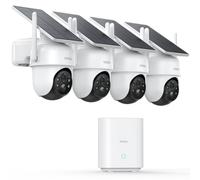 aosu 2K Telecamera Esterno Senza Fili Solare, Kit 4 Telecamera e aosuBase | 360° Pan & Tilt Tracciamento Automatico, Visione Notturna a Colori, Allarme Sonoro e Luminoso WiFi 2,4/5GHz
