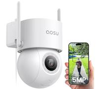 aosu 3K 5MP Telecamera Wi-fi Esterno Fili, Videocamera Sorveglianza WiFi con 400Lm Faretto Visione Notturna a Colori, Elecamera Esterno Movimento, Registrazione 24/7, Sicurezza del Veicolo