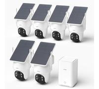 aosu 3K Telecamera WiFi Esterno Senza Fili, Kit 6 Telecamere, HomeBase 2ª Generazione, Fino a 1 TB (32 GB Integrati), Senza Abbonamento, 360° PTZ Tracciamento Auto AI Persona/Veicolo Notte a Colori