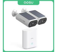 AOSU 3MP Sistema di telecamere solari 2 Cam Kit Sistema di telecamere wireless Batteria esterna 5000mAh Telecamera Wifi Rilevazione AI Kit telecamera CCTV