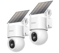 aosu Telecamera di sorveglianza da 3 K, 5 MP, batteria solare esterna, 360° PTZ, monitoraggio e illuminazione 2 in 1, rilevamento AI persona, auto, animale domestico, recinzione, allarme luce e suono