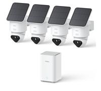 aosu Telecamera di sorveglianza T2 Ultra 4K UHD esterna batteria solare per aosuBase, 4 kit Cam, visione notturna TrueColor, tracciamento automatico, rotazione a 360°/inclinazione, senza costi ABO
