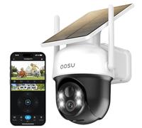AOSU Telecamera Wi-fi Esterno Senza Fili Batteria Telecamera di Sicurezza Esterna, Pannello Solare Fisso, 3MP 2K HD, 360 Gradi PTZ 2.4Ghz, Visione Notturna a Colori, Allarme Luminoso e Sonoro