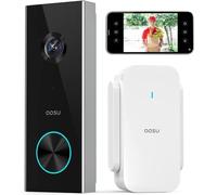 AOSU videocitofono senza fili da esterno HD 2K videocitofono wifi alimentato a batteria, 0 costi mensili, Rilevamento umano AI, funzionante con Alexa, 2.4 GHz WLAN, audio bidirezionale