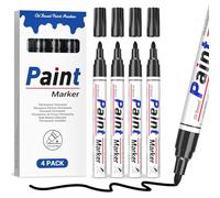 AOSUCO 4 pennarelli permanenti, colore nero, 2 - 2,8 mm, impermeabili, con punta rotonda, resistenti all'acqua, ad asciugatura rapida, resistenti alle sbavature, per cartone, vetro, plastica, metallo,