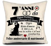 Aosumin 7 Anni da Signor Perfetto e Signora Sempre nel Giusto Copricuscino Anniversario per Coppie Donne Uomini Moglie Marito Matrimonio Regalo 7° anniversario Regalo Copricuscino Decorazione (7-a)