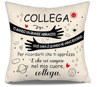 Aosumin Collega Ti Mando Un Grande Abbraccio così sarà lì Quando ne avrai Bisogno - Cuscino Regalo di Ringraziamento, Compleanno e Natale (Collega)